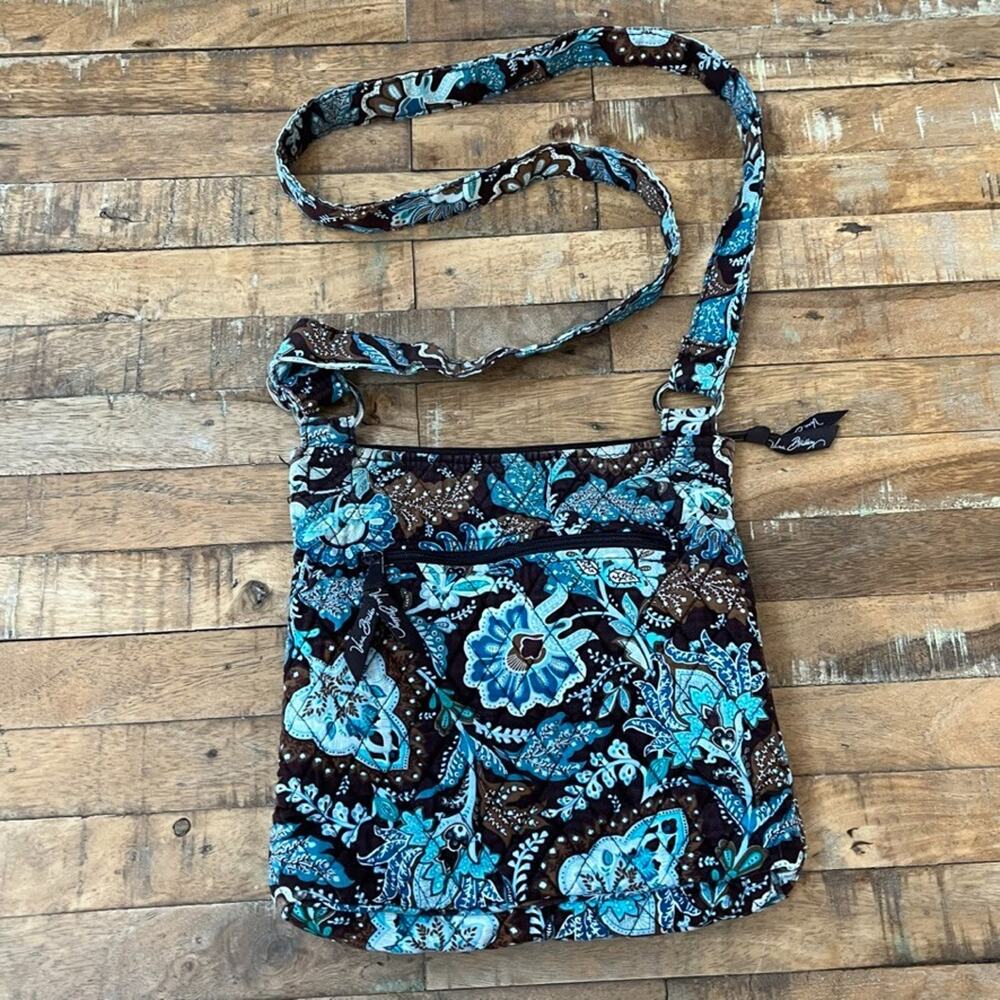 Vera Bradley Hipster Crossbody Bag Quilted Cotton Retired "Java Blue" Floral